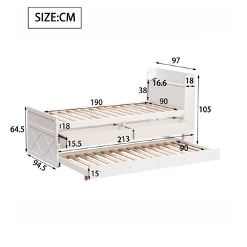 Многофункциональная односпальная кровать из массива дерева с USB-розеткой и выдвижными ящиками.