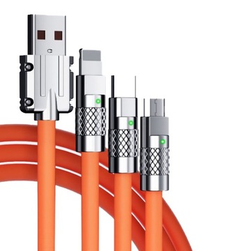 Kabel USB do USB-C IPHONE MICRO USB 3W1 7A 120W