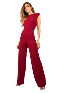 BOOHOO BORDOWY ELEGANCKI KOMBINEZON DAMSKI BEZ RĘKAWÓW NA WESELE 38