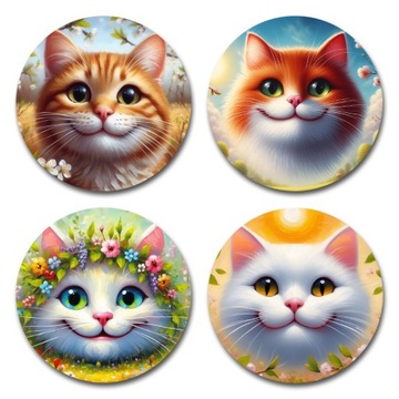 Наклейки мотивационные для детей 25мм 120 штук 8 дизайнов, коты - весна