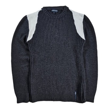 Sweter w Prążki EMPORIO ARMANI Wełniany Męski Wełna L