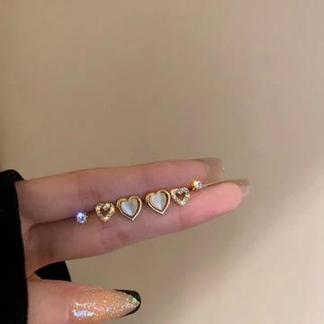 6 шт./компл. красочные серьги-гвоздики со звездами и опалами в форме сердца для