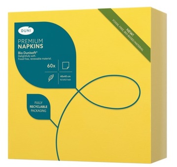 SERWETKI FLIZELINOWE DUNI 40x40 ŻÓŁTY 60 SZT