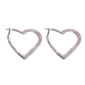 Kolczyki z kryształkami na kółkach duże kryształ w kształcie serca kolczyki