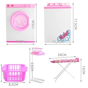 СТИРАЛЬНАЯ МАШИНА ДЛЯ КУКОЛ, НАБОР ИГРУШЕК