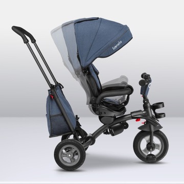 ДЕТСКИЙ ТРЕХКОЛЕСНЫЙ ДВИГАТЕЛЬ 2-в-1, ПОВОРОТНЫЙ НА 360°, С КОЗЫРЕКОМ LIONELO TRIS