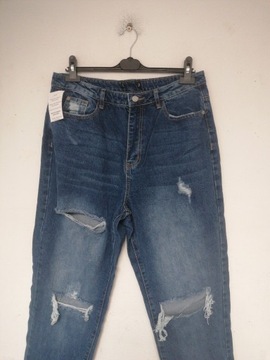 missguided spodnie jeansowe z dziurami 42