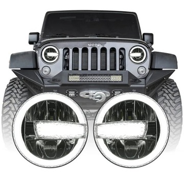 Lampy Reflektory LED Halo 7 cali 6000K DRL Jeep Wrangler JK TJ CJ