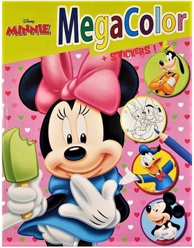 MYSZKA MINNIE KOLOROWANKA MALOWANKA XXL + NAKLEJKI