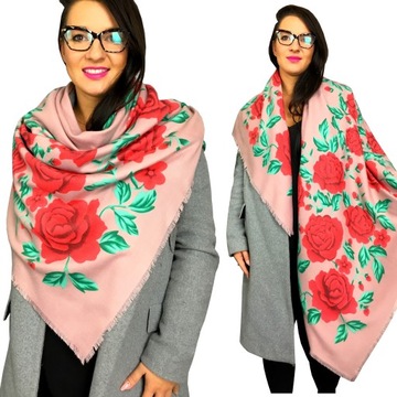 WIOSENNA DUŻA CHUSTA MAXI XXL koc szal kwiaty KOLOROWA - NOWE WZORY