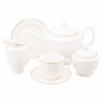 Serwis herbaciano-kawowy porcelana MariaPaula Ecru Złota Linia 21 el.