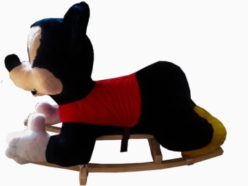 Houpačka Plyšová hračka Mickey Mouse plyšové houpací křeslo pro děti od 18 měsíců, dřevo