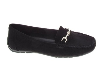 DAMSKIE ZAMSZOWE MOKASYNY Black r.36