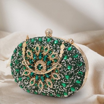 Damska torba wieczorowa Torebka ślubna Rhinestone Zroszony Elegancka mała torebka niebieska