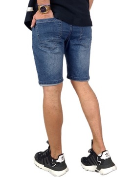 SPODENKI męskie JEANSOWE krótkie spodnie rozciągliwe PAS z GUMKĄ 315 - L