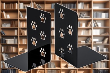 Подставка-ограничитель, ДЛЯ КНИГ, подставка из оргстекла, черная, ЛАПЫ, кошка, собака, 1 шт