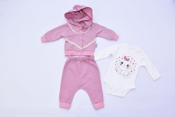 ZESTAW 3 CZ BLUZA SPODNIE BODY BAWEŁNA NIEMOWLĘ 68