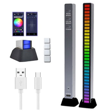 Wskaźnik wysterowania audio 32LED srebrny zas USB