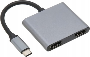 АДАПТЕР-ХАБ 4 В 1 2X HDMI 4K ПОДАЧА ПИТАНИЯ USB ДОК-СТАНЦИЯ USB C