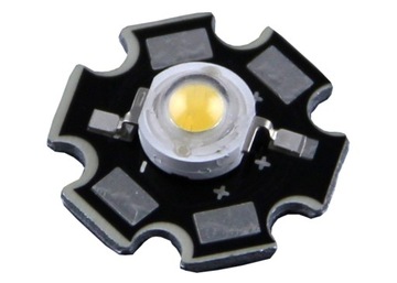 Dioda POWER LED mocy 1W + radiator 20mm - kolor biała ciepła - 3300K