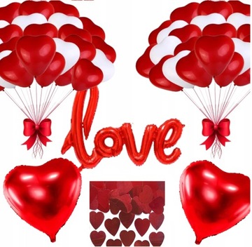 Dekoracja na walentynki balony czerwone serca LOVE