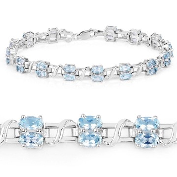 SREBRNA BRANSOLETKA NATURALNY TOPAZ NIEBIESKI
