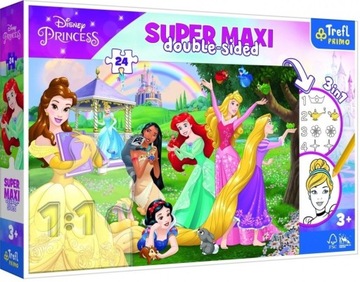 Puzzle dwustronne 24 el SUPER MAXI 3w1 Wesołe Księżniczki 41008 Trefl