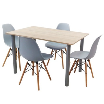 Zestaw stół Lugano 120x80 sonoma 4 krzesła Milano szare