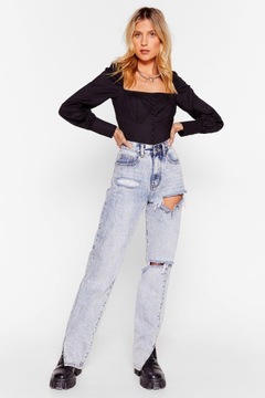 NASTY GAL CROP TOP Z DŁUGIM RĘKAWEM CZARNY 38 OFU