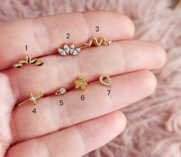 СЕРЬГИ ИЗ ТИТАНА GOLD DAGGER HELIX LABRET 1,2/6
