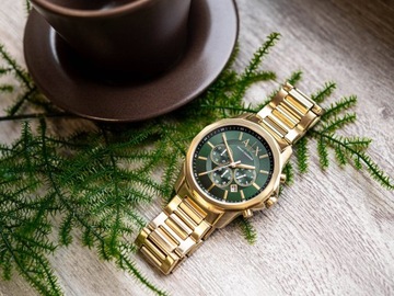 MĘSKI ZEGAREK ARMANI EXCHANGE AX1746 BANKS ZŁOTY NA BRANSOLECIE CHRONOGRAF