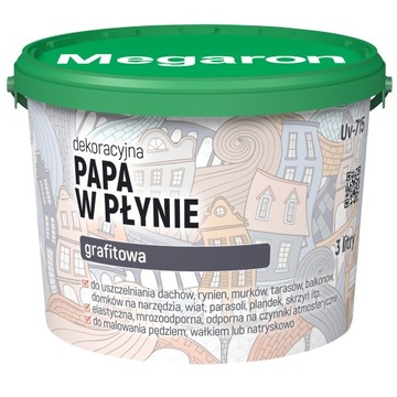 Papa dekoracyjna Megaron 3 l GRAFITOWA + pędzel GRATIS