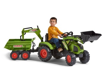 Педальный трактор FALK CLAAS с прицепом, ковшом и бульдозером от 3 лет
