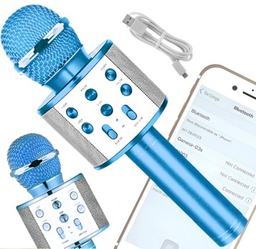 MIKROFON DO KARAOKE BEZPRZEWODOWY BLUETOOTH DLA DZIECI Z USB Z GŁOŚNIKIEM