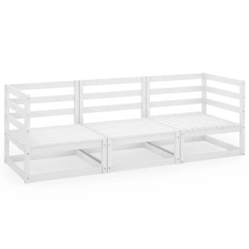 3-osobowa sofa ogrodowa, biała, lite drewno sosno