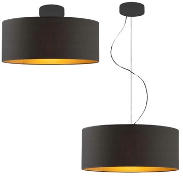 Lampa sufitowa żyrandol lampa wisząca abażur zwis LED E27 do salonu czarna