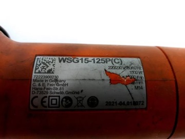 УГЛОВАЯ ШЛИФОВАЛЬНАЯ СТАНКА FEIN WSG15-125P (C)