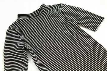 H&M crop top prążkowany paski t-shirt baby tee stójka półgolf golfik