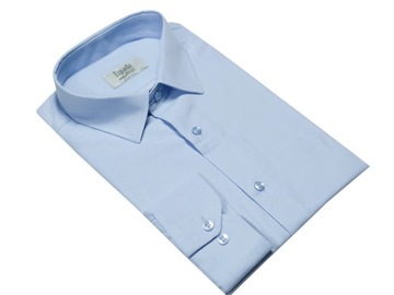 Błękitna koszula męska slim fit biznesowa modna niebieska gładka S-37/38