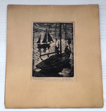 STANISŁAW KATZER Grafika Powrót jachtów