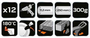 Вставки клеевые 11 мм, черные, 12 шт.