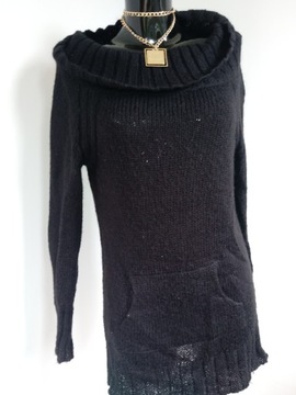 Czarny długi sweter golf Bershka M tunika sukienka