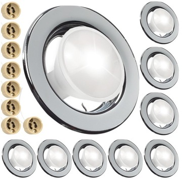 8x OCZKO RAMKA OKRĄGŁA OPRAWKA LED SUFITOWA CHROM GNIAZDO ŻARÓWKA LED GU10