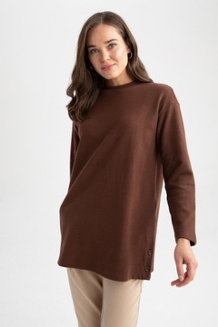 BLUZA TUNIKA BRĄZOWA LUŹNA DŁUGI RĘKAW KLASYCZNA DEFACTO 3XL