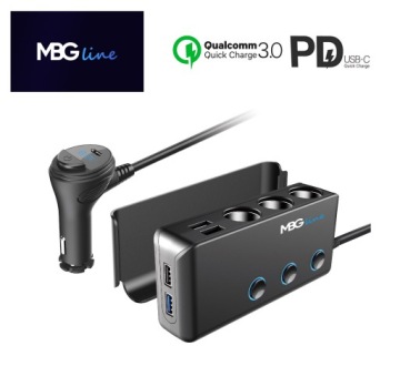 Разветвитель прикуривателя 4xUSB QC PD 12-24V MBG line HC67C ЗАРЯДНОЕ УСТРОЙСТВО