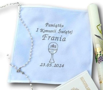 Chusteczka Komunijna SERWETKA datą Pamiątka Pierwszej I Komunii Świętej