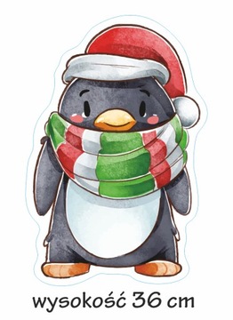 РОЖДЕСТВЕНСКАЯ наклейка на окно ПИНГВИН В ШАРФЕ
