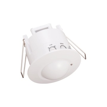 Микроволновой датчик движения, встраиваемый белый регулируемый детектор, 360°, макс. 600 Вт