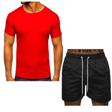 ZESTAW NA LATO: CZERWONA KOSZULKA I PLAŻOWE SPODENKI XXL