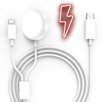 MOCNA ŁADOWARKA INDUKCYJNA SZYBKI KABEL APPLE WATCH 1/2/3/4/5/6/7/8 USB-C